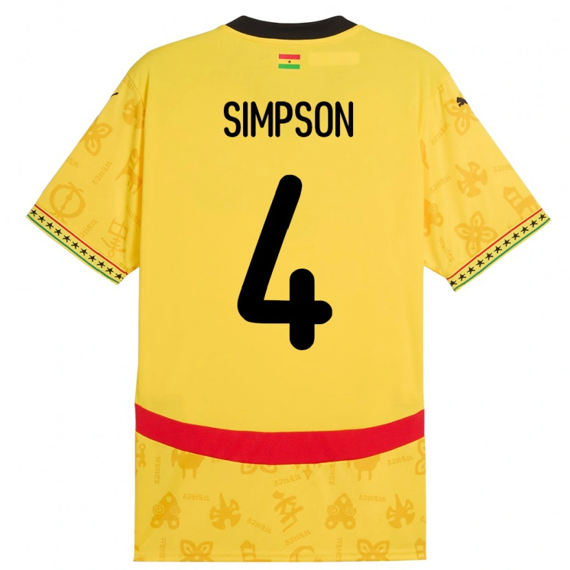 Danxen Barn Ghana Razak Simpson #4 Gul Bortatröja Matchtröjor 24-26 Tröjor T-Tröja