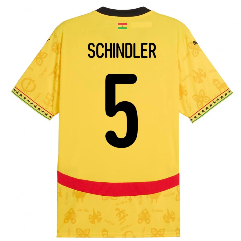 Danxen Barn Ghana Kingsley Schindler #5 Gul Bortatröja Matchtröjor 24-26 Tröjor T-Tröja