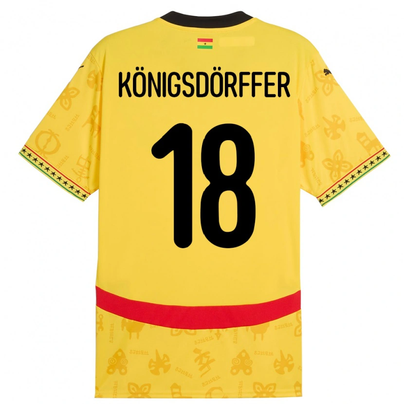 Danxen Barn Ghana Ransford Königsdörffer #18 Gul Bortatröja Matchtröjor 24-26 Tröjor T-Tröja