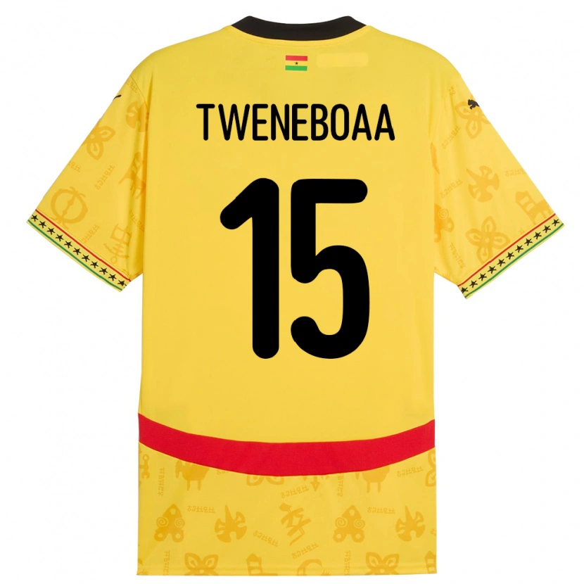 Danxen Barn Ghana Justice Tweneboaa #15 Gul Bortatröja Matchtröjor 24-26 Tröjor T-Tröja