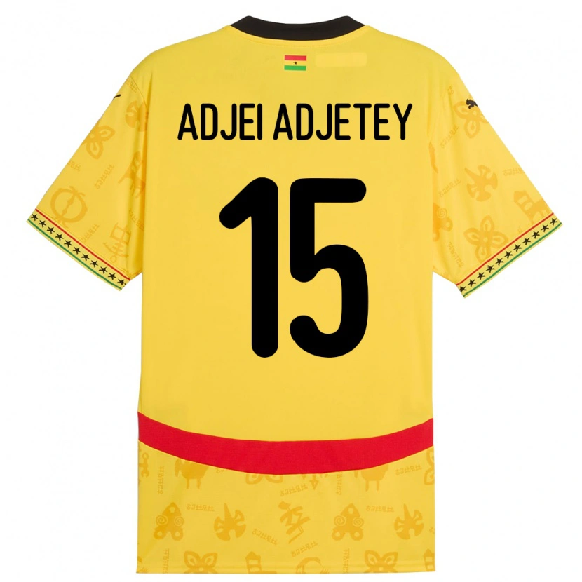 Danxen Barn Ghana Jonas Adjei Adjetey #15 Gul Bortatröja Matchtröjor 24-26 Tröjor T-Tröja