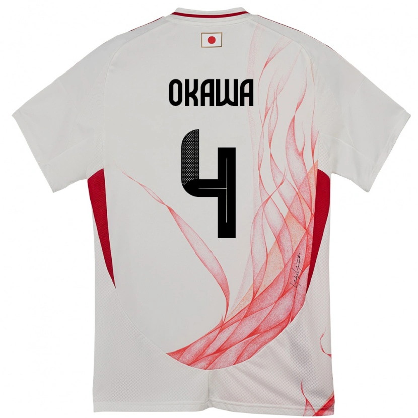 Danxen Barn Japan Yugo Okawa #4 Vit Bortatröja Matchtröjor 24-26 Tröjor T-Tröja