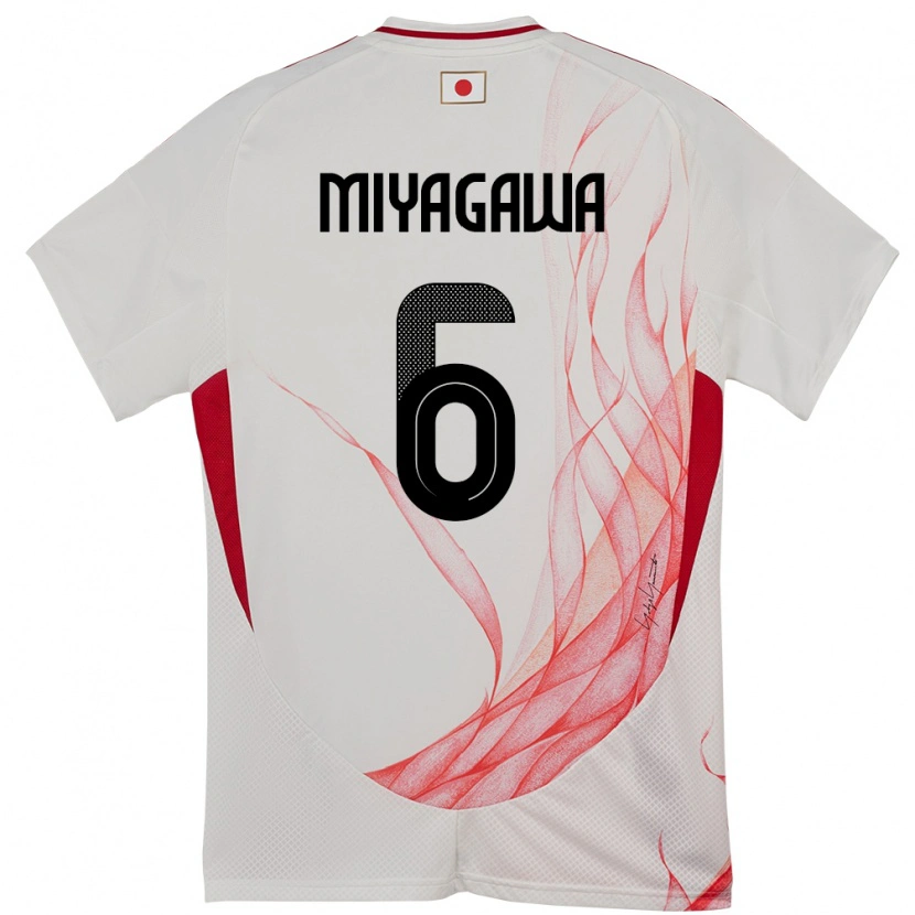 Danxen Barn Japan Asato Miyagawa #6 Vit Bortatröja Matchtröjor 24-26 Tröjor T-Tröja