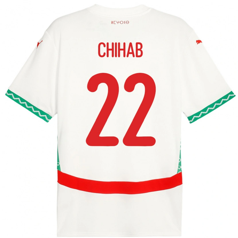 Danxen Barn Marocko Salaheddine Chihab #22 Vit Bortatröja Matchtröjor 24-26 Tröjor T-Tröja