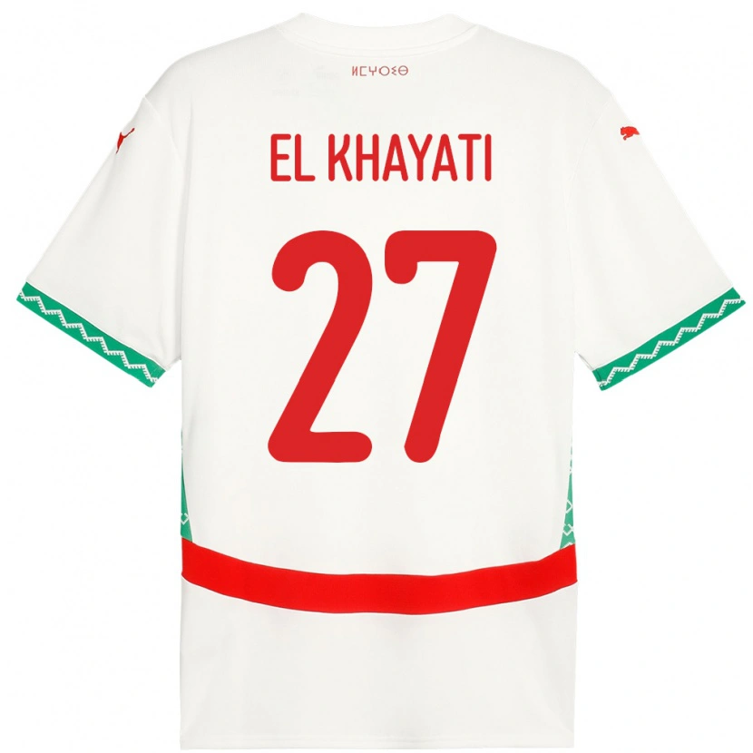 Danxen Barn Marocko Ayoub El Khayati #27 Vit Bortatröja Matchtröjor 24-26 Tröjor T-Tröja