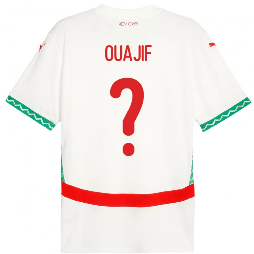 Danxen Barn Marocko Naël Ouajif #0 Vit Bortatröja Matchtröjor 24-26 Tröjor T-Tröja