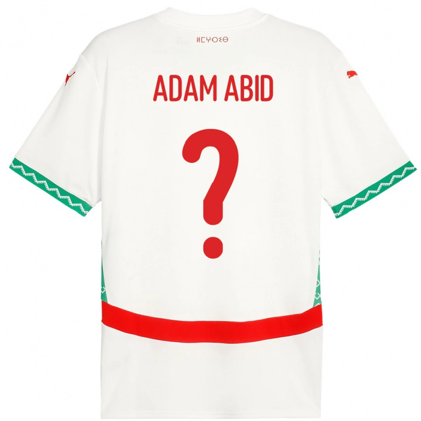 Danxen Barn Marocko Mohamed Adam Abid #0 Vit Bortatröja Matchtröjor 24-26 Tröjor T-Tröja
