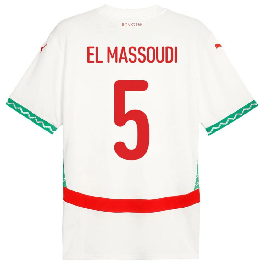 Danxen Barn Marocko Nassim El Massoudi #5 Vit Bortatröja Matchtröjor 24-26 Tröjor T-Tröja