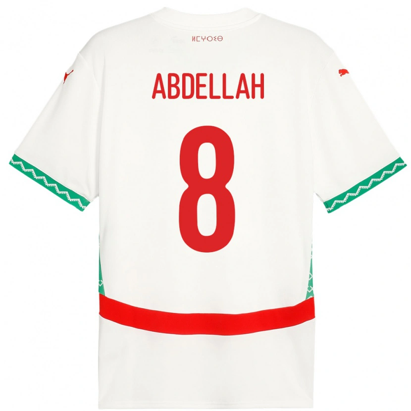 Danxen Barn Marocko Abdellah Ouazane #8 Vit Bortatröja Matchtröjor 24-26 Tröjor T-Tröja