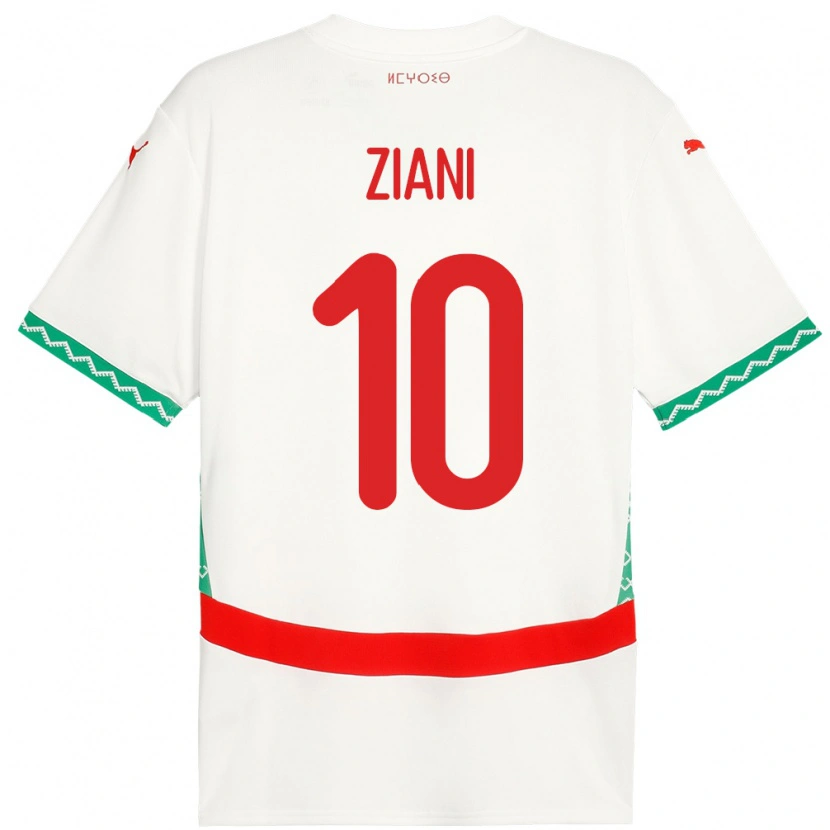 Danxen Barn Marocko Ismael Ziani López #10 Vit Bortatröja Matchtröjor 24-26 Tröjor T-Tröja