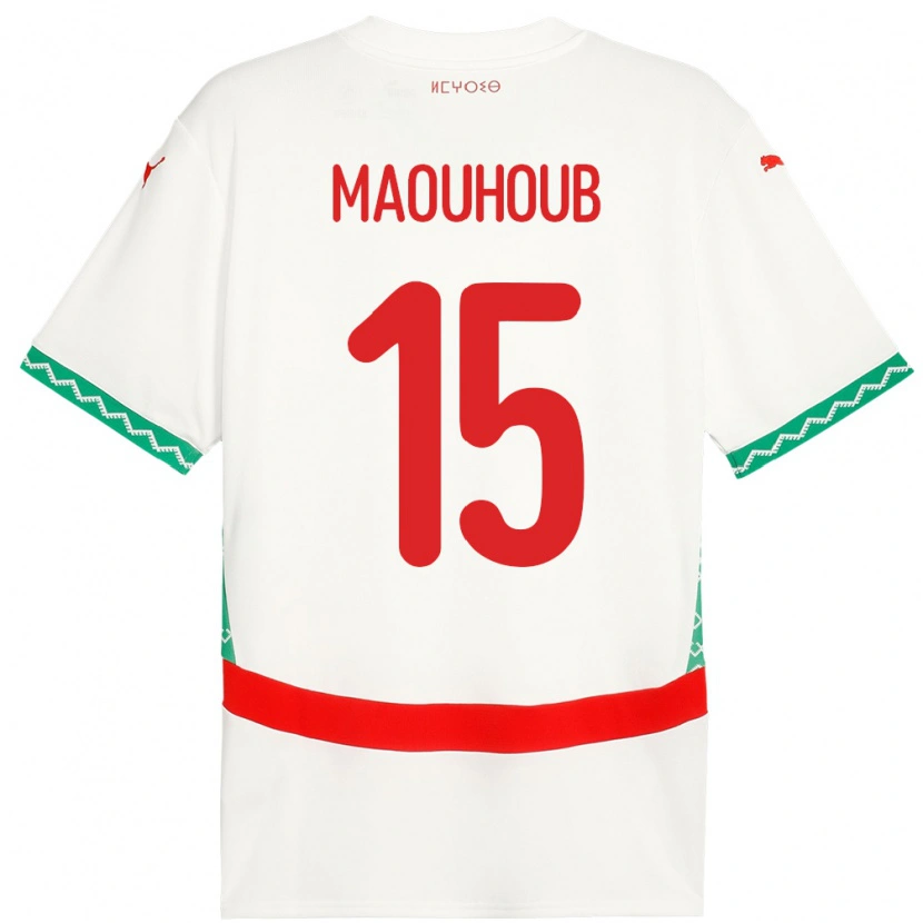 Danxen Barn Marocko El Mehdi Maouhoub #15 Vit Bortatröja Matchtröjor 24-26 Tröjor T-Tröja