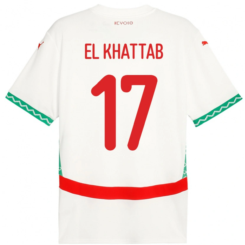 Danxen Barn Marocko Omar El Khattab #17 Vit Bortatröja Matchtröjor 24-26 Tröjor T-Tröja