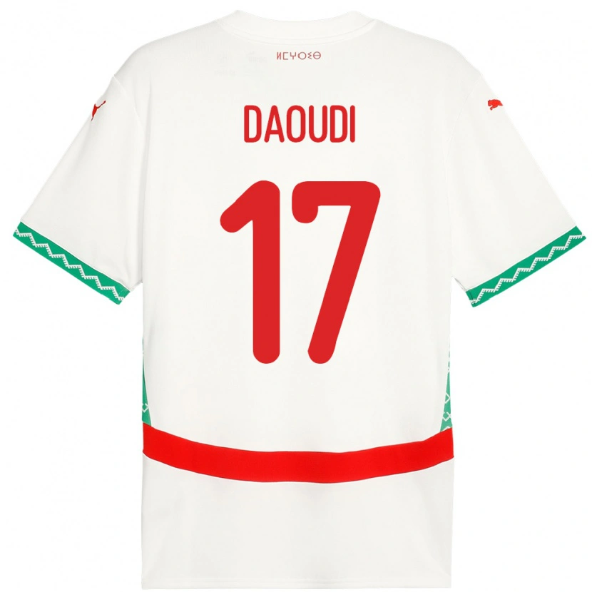 Danxen Barn Marocko Abdelali Daoudi #17 Vit Bortatröja Matchtröjor 24-26 Tröjor T-Tröja