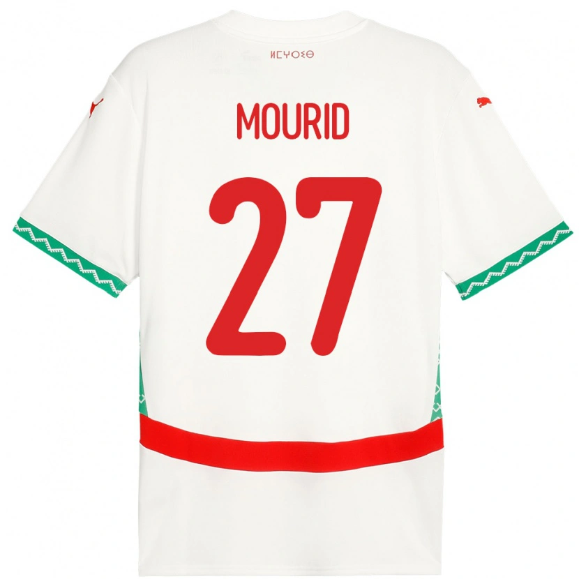 Danxen Barn Marocko Aymane Mourid #27 Vit Bortatröja Matchtröjor 24-26 Tröjor T-Tröja