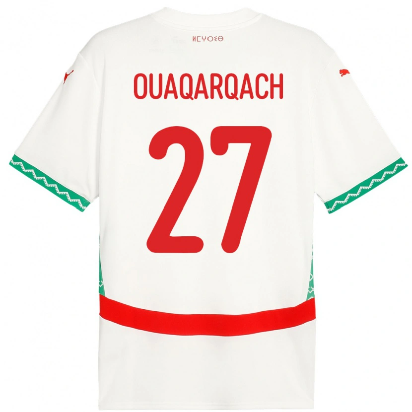 Danxen Barn Marocko Abdelkader Ouaqarqach #27 Vit Bortatröja Matchtröjor 24-26 Tröjor T-Tröja