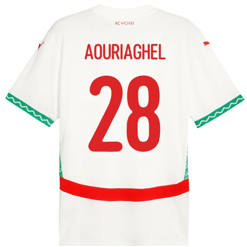 Danxen Barn Marocko Yassin Aouriaghel #28 Vit Bortatröja Matchtröjor 24-26 Tröjor T-Tröja