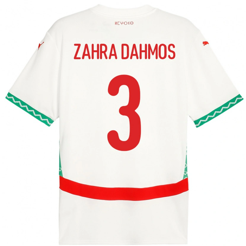 Danxen Barn Marocko Fatima Zahra Dahmos #3 Vit Bortatröja Matchtröjor 24-26 Tröjor T-Tröja