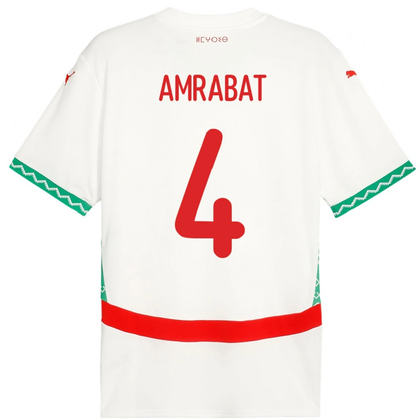 Danxen Barn Marocko Soufiane Amrabat #4 Vit Bortatröja Matchtröjor 24-26 Tröjor T-Tröja