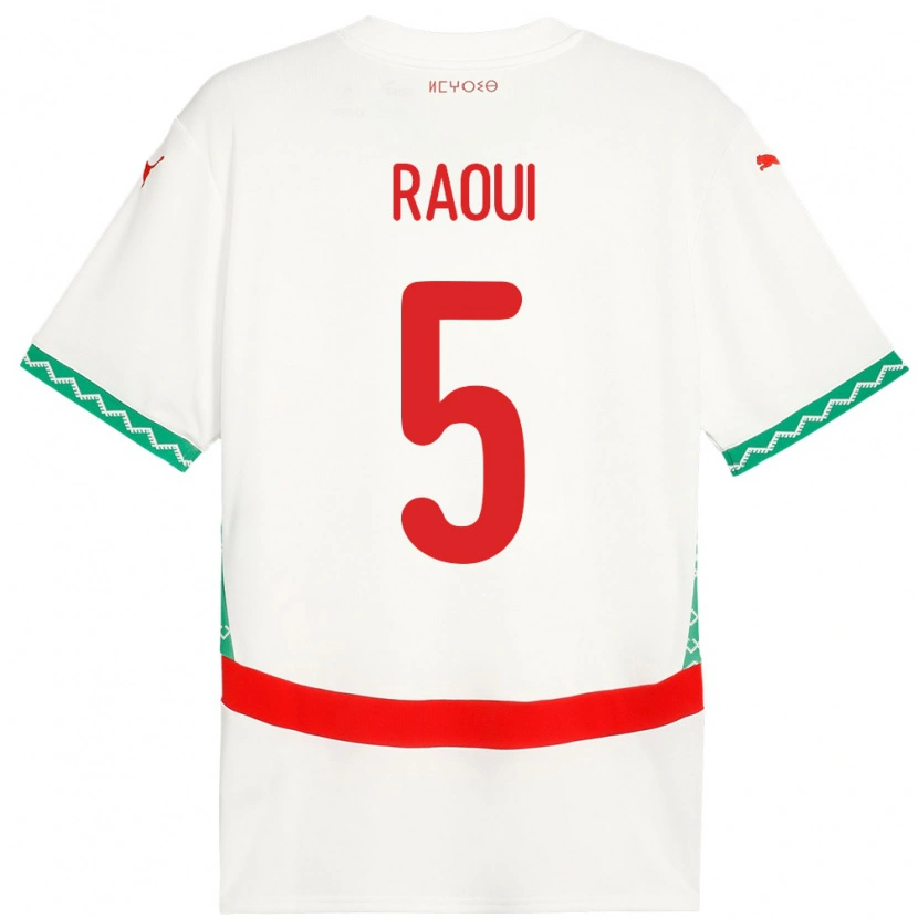 Danxen Barn Marocko Oussama Raoui #5 Vit Bortatröja Matchtröjor 24-26 Tröjor T-Tröja