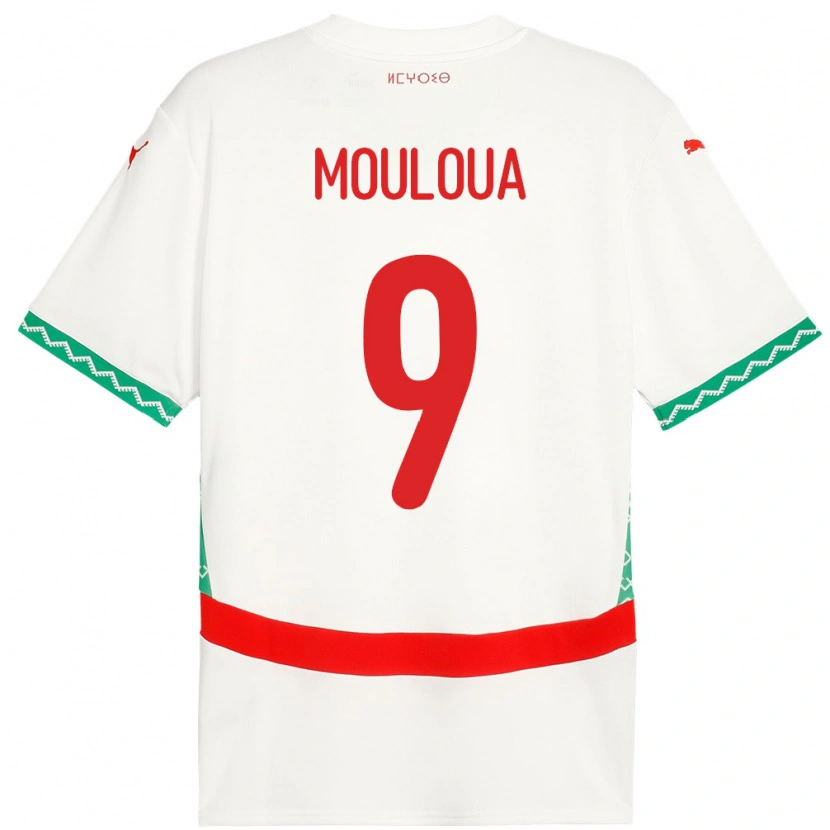Danxen Barn Marocko Ayoub Mouloua #9 Vit Bortatröja Matchtröjor 24-26 Tröjor T-Tröja