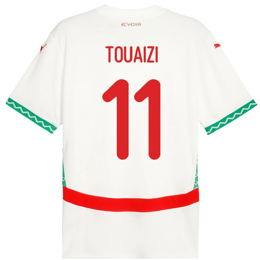 Danxen Barn Marocko Nabil Touaizi #11 Vit Bortatröja Matchtröjor 24-26 Tröjor T-Tröja