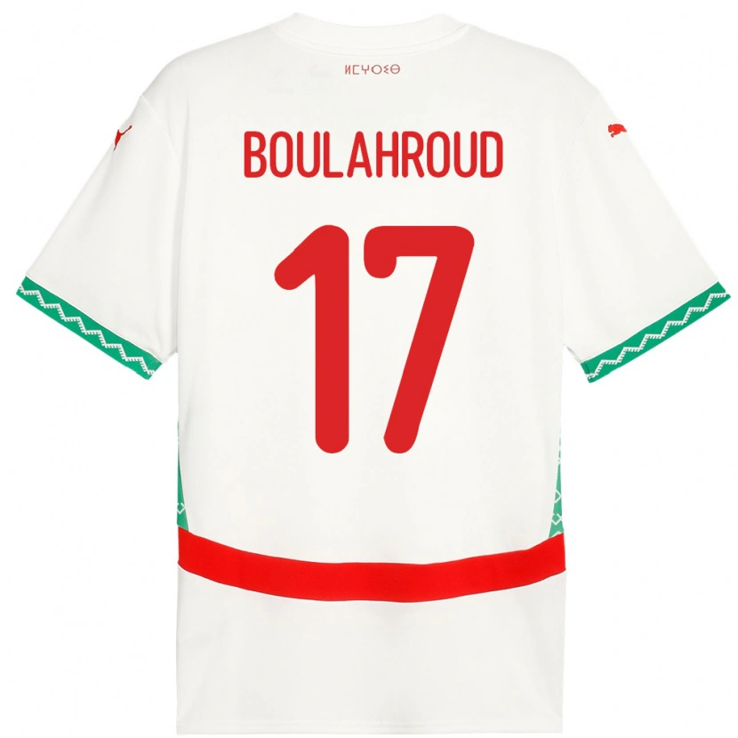 Danxen Barn Marocko Charaf Eddine Boulahroud #17 Vit Bortatröja Matchtröjor 24-26 Tröjor T-Tröja