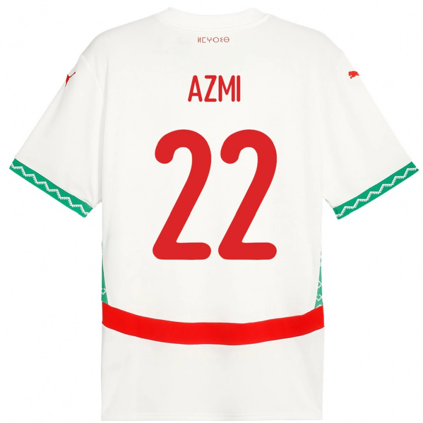 Danxen Barn Marocko Ahmed Azmi #22 Vit Bortatröja Matchtröjor 24-26 Tröjor T-Tröja