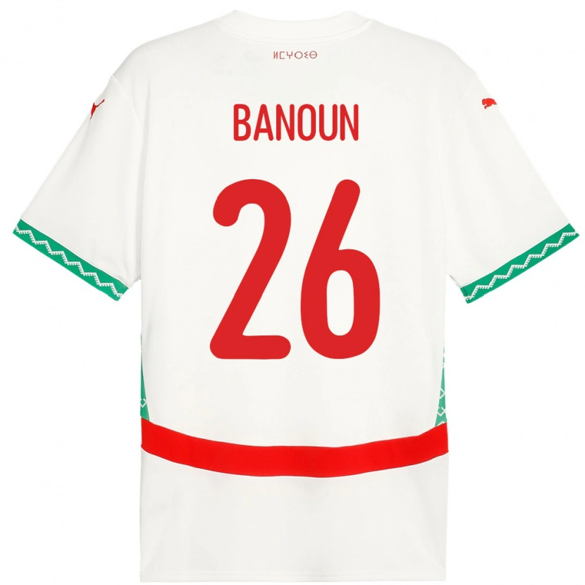 Danxen Barn Marocko Badr Banoun #26 Vit Bortatröja Matchtröjor 24-26 Tröjor T-Tröja