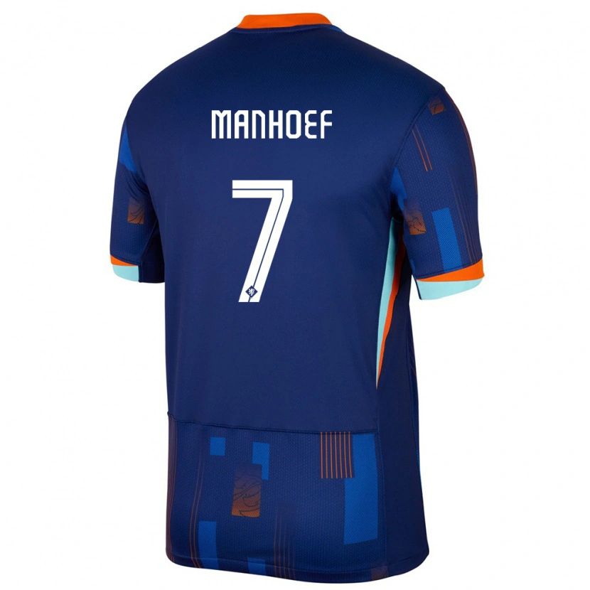 Danxen Barn Nederländerna Million Manhoef #7 Blå Bortatröja Matchtröjor 24-26 Tröjor T-Tröja