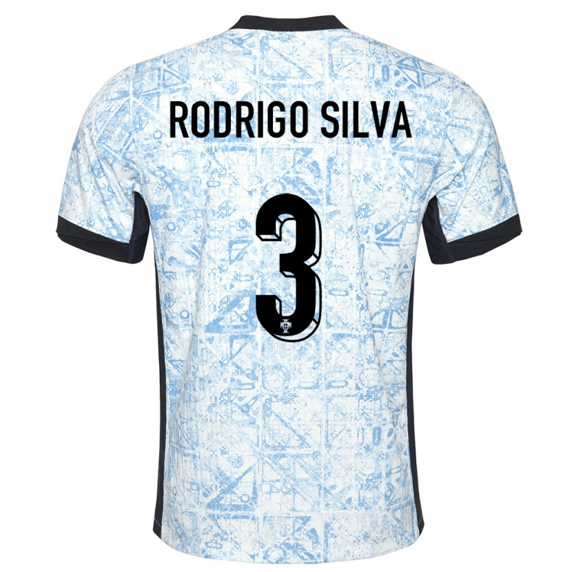 Danxen Barn Portugal Rodrigo Silva #3 Gräddblå Bortatröja Matchtröjor 24-26 Tröjor T-Tröja