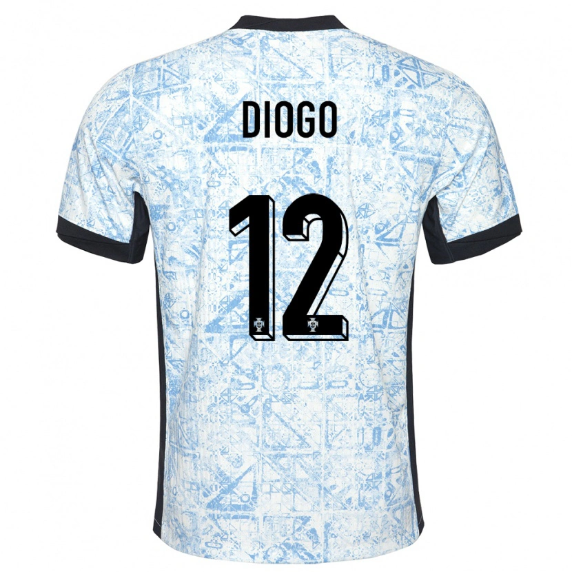 Danxen Barn Portugal Diogo Ferreira #12 Gräddblå Bortatröja Matchtröjor 24-26 Tröjor T-Tröja