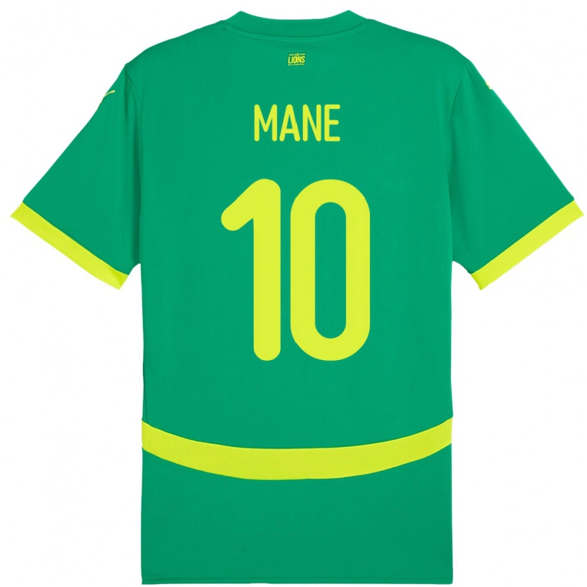 Danxen Barn Senegal Sadio Mane #10 Grön Bortatröja Matchtröjor 24-26 Tröjor T-Tröja