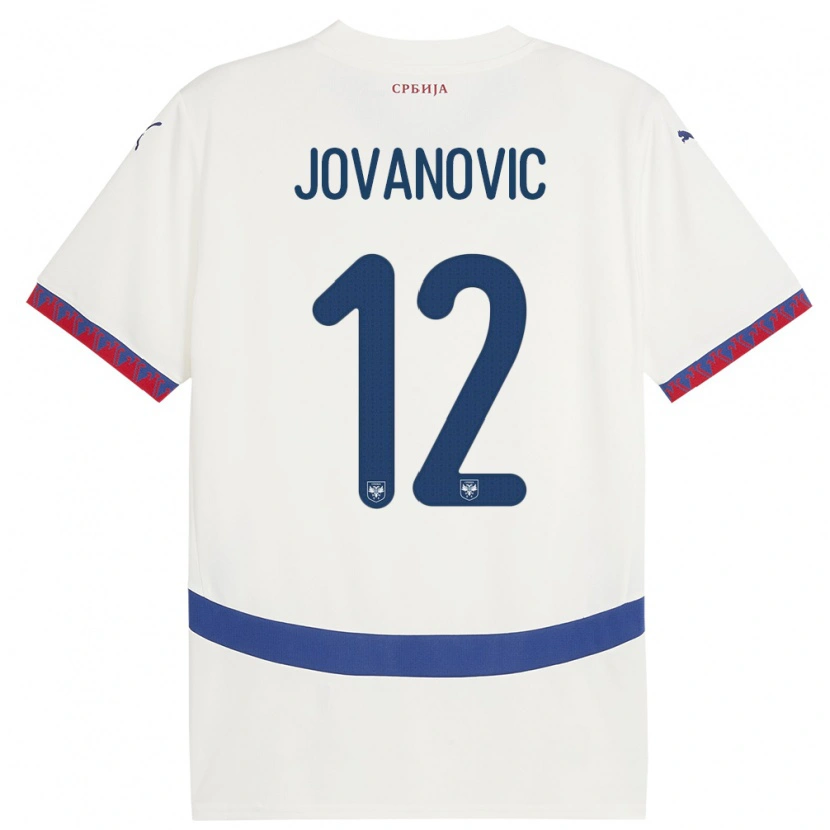 Danxen Barn Serbien Aleksandar Jovanovic #12 Vit Bortatröja Matchtröjor 24-26 Tröjor T-Tröja