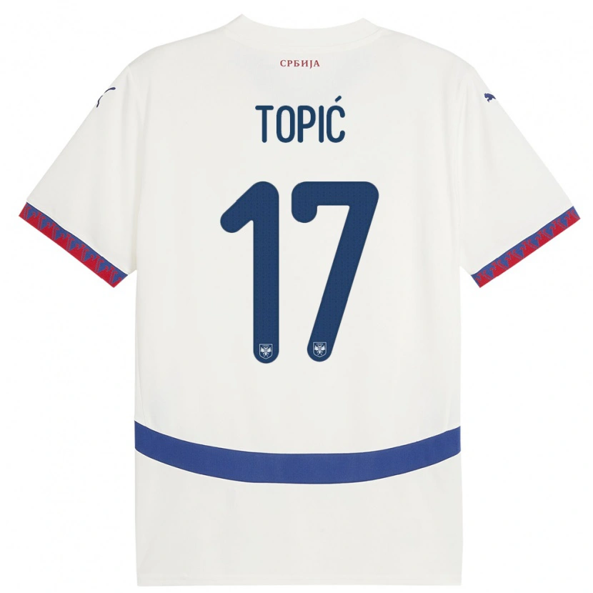 Danxen Barn Serbien Mirko Topić #17 Vit Bortatröja Matchtröjor 24-26 Tröjor T-Tröja