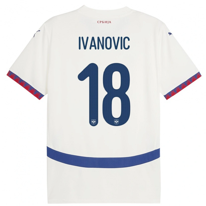 Danxen Barn Serbien Mihailo Ivanovic #18 Vit Bortatröja Matchtröjor 24-26 Tröjor T-Tröja