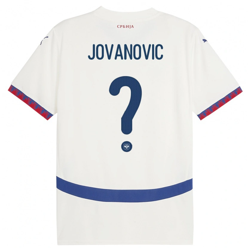 Danxen Barn Serbien Djordje Jovanovic #0 Vit Bortatröja Matchtröjor 24-26 Tröjor T-Tröja