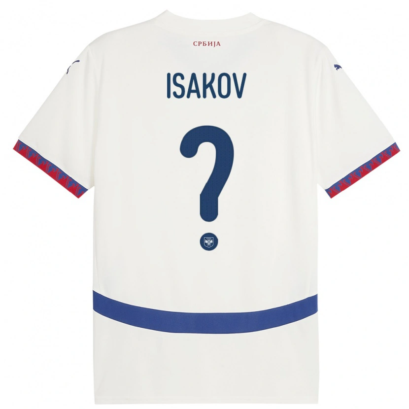 Danxen Barn Serbien Dusan Isakov #0 Vit Bortatröja Matchtröjor 24-26 Tröjor T-Tröja