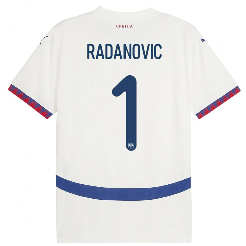 Danxen Barn Serbien Savo Radanovic #1 Vit Bortatröja Matchtröjor 24-26 Tröjor T-Tröja