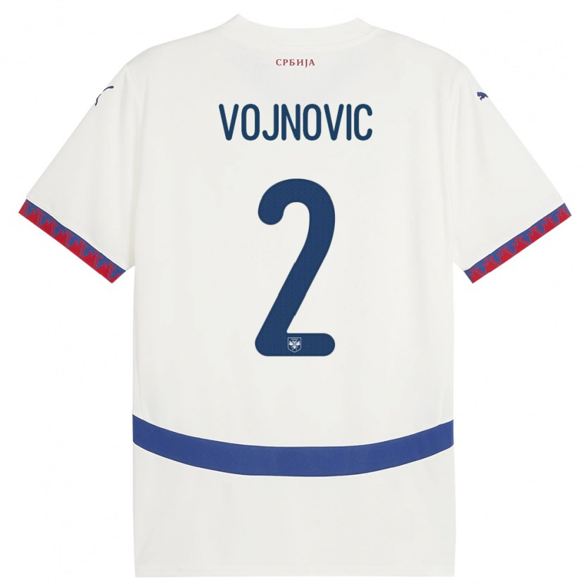 Danxen Barn Serbien Jovan Vojnovic #2 Vit Bortatröja Matchtröjor 24-26 Tröjor T-Tröja