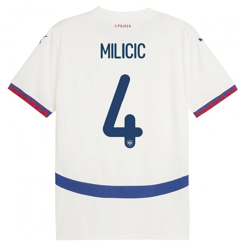 Danxen Barn Serbien Nikola Milicic #4 Vit Bortatröja Matchtröjor 24-26 Tröjor T-Tröja