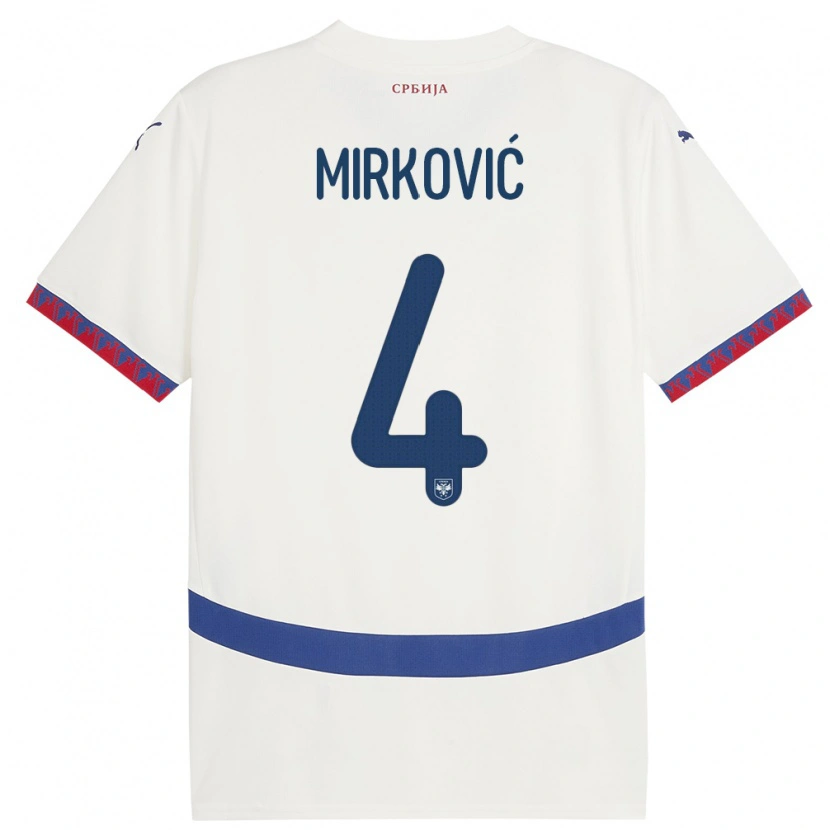 Danxen Barn Serbien Nemanja Mirković #4 Vit Bortatröja Matchtröjor 24-26 Tröjor T-Tröja