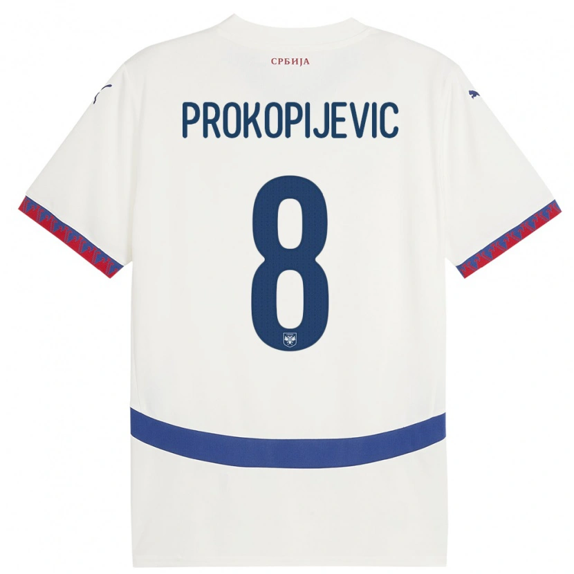 Danxen Barn Serbien Mateja Prokopijevic #8 Vit Bortatröja Matchtröjor 24-26 Tröjor T-Tröja