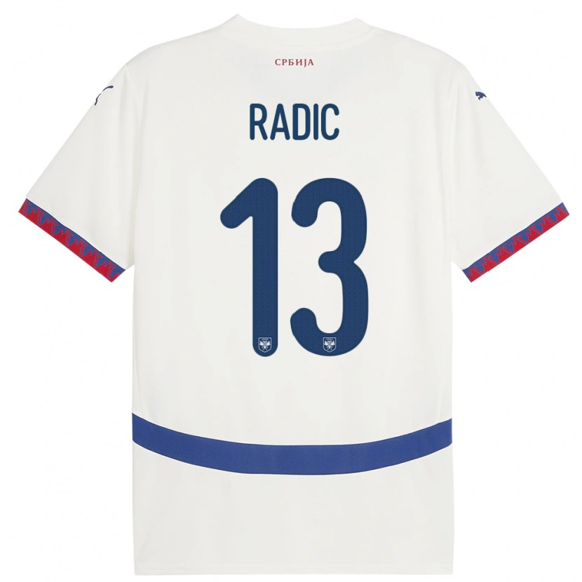Danxen Barn Serbien Mihailo Radic #13 Vit Bortatröja Matchtröjor 24-26 Tröjor T-Tröja