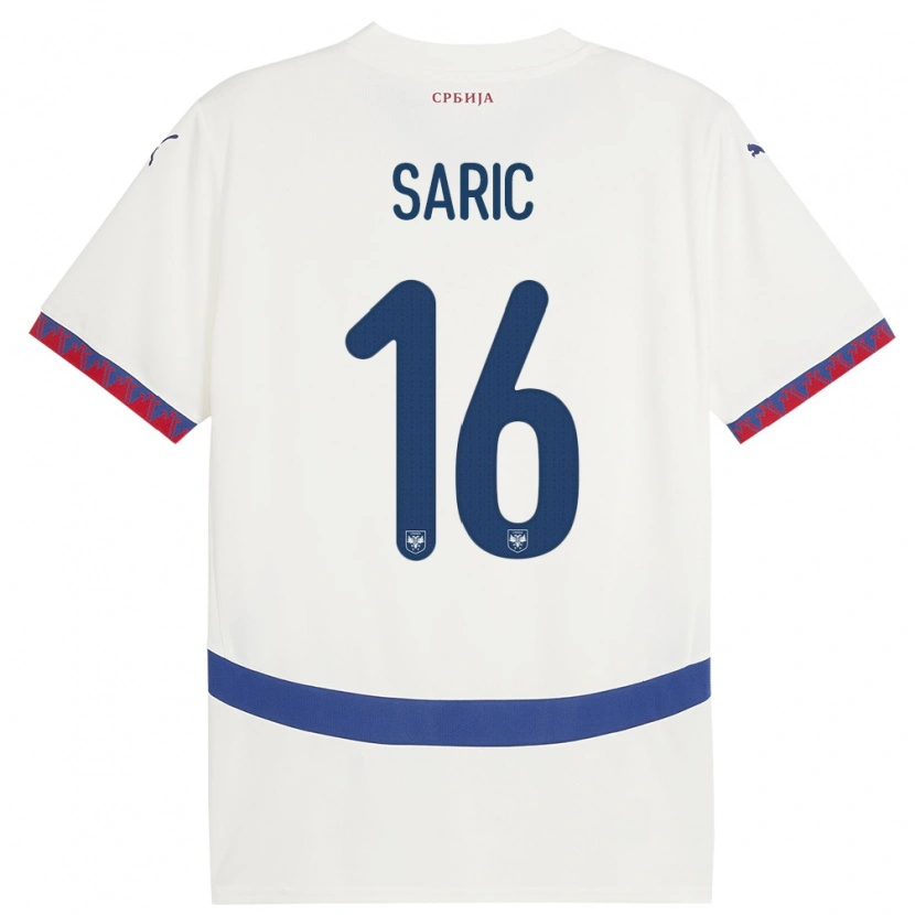 Danxen Barn Serbien Dimitrije Saric #16 Vit Bortatröja Matchtröjor 24-26 Tröjor T-Tröja