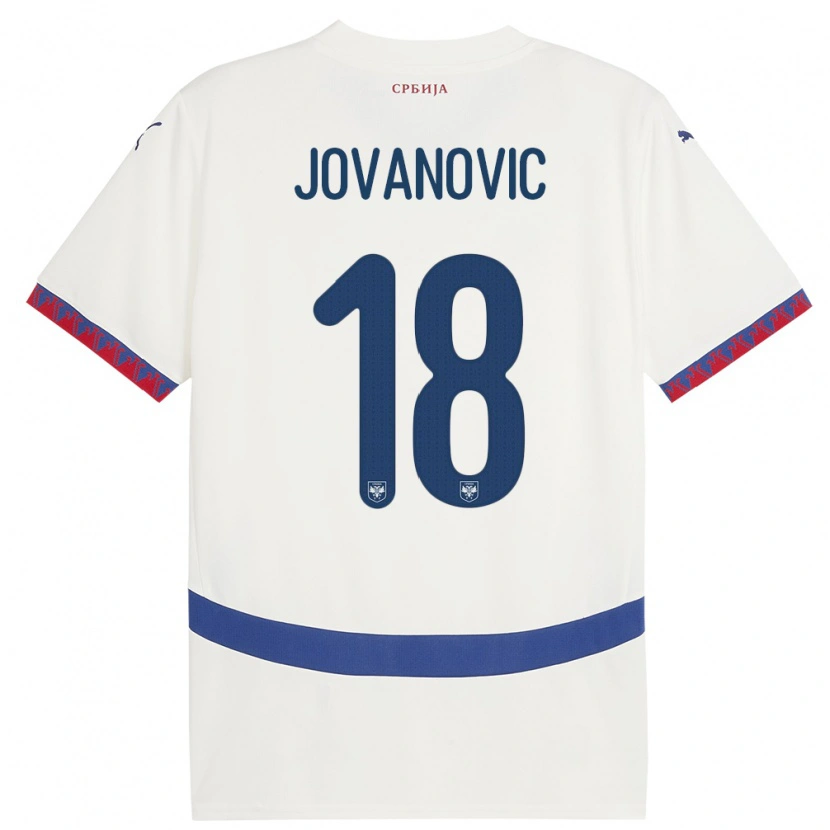 Danxen Barn Serbien Dusan Jovanovic #18 Vit Bortatröja Matchtröjor 24-26 Tröjor T-Tröja