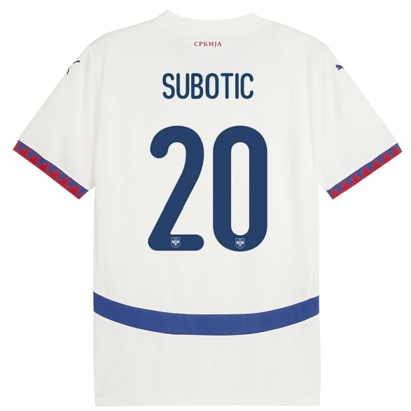 Danxen Barn Serbien Andrej Subotic #20 Vit Bortatröja Matchtröjor 24-26 Tröjor T-Tröja
