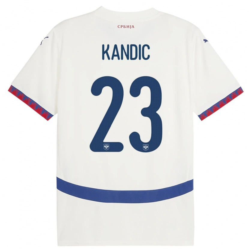 Danxen Barn Serbien Marko Kandic #23 Vit Bortatröja Matchtröjor 24-26 Tröjor T-Tröja