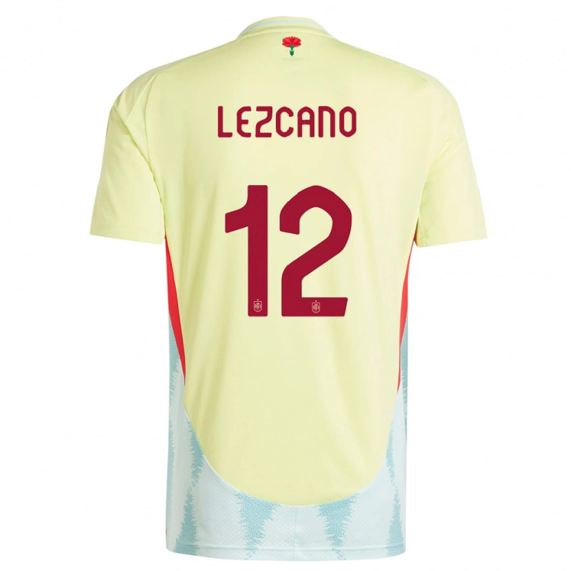 Danxen Barn Spanien Álvaro Lezcano #12 Gul Bortatröja Matchtröjor 24-26 Tröjor T-Tröja