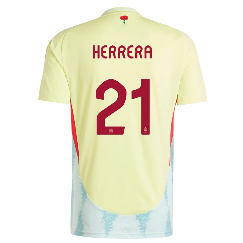 Danxen Barn Spanien Iker Herrera #21 Gul Bortatröja Matchtröjor 24-26 Tröjor T-Tröja
