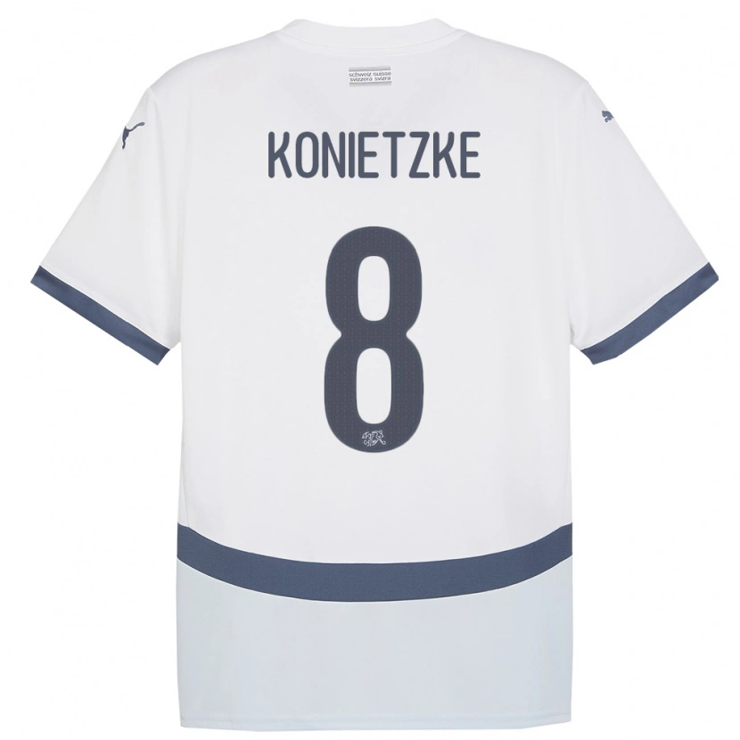 Danxen Barn Schweiz Corsin Konietzke #8 Vit Bortatröja Matchtröjor 24-26 Tröjor T-Tröja